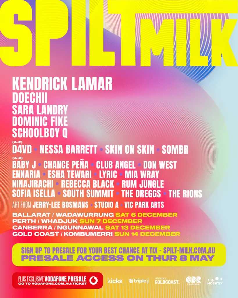 spilt milk 2025 lineup featuring kendrick lamar, doechi schoolboy q